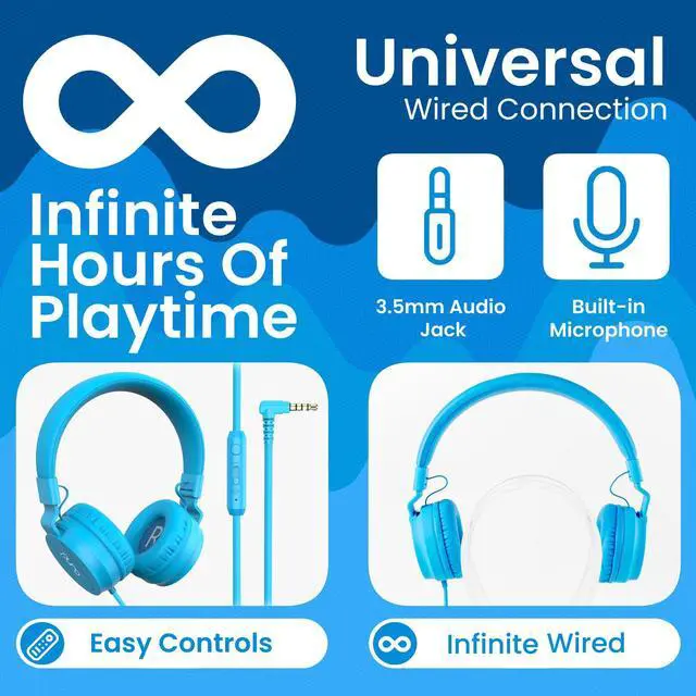 Alt view image 3 of 7 - Kids Wired Headphones Volume-Limiting & Adjustable, Safer & Comfortable Headphones for Kids Compatible with PCs, Smartphones & Tablets, Ideal for School & Travel PuroBasic, Blue