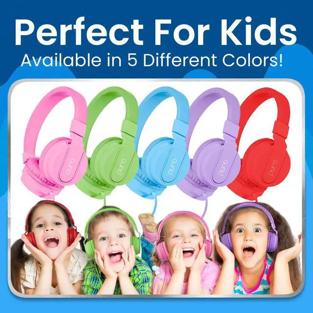 Alt view image 7 of 7 - Kids Wired Headphones Volume-Limiting & Adjustable, Safer & Comfortable Headphones for Kids Compatible with PCs, Smartphones & Tablets, Ideal for School & Travel PuroBasic, Blue