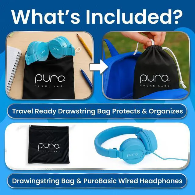 Alt view image 6 of 7 - Kids Wired Headphones Volume-Limiting & Adjustable, Safer & Comfortable Headphones for Kids Compatible with PCs, Smartphones & Tablets, Ideal for School & Travel PuroBasic, Blue