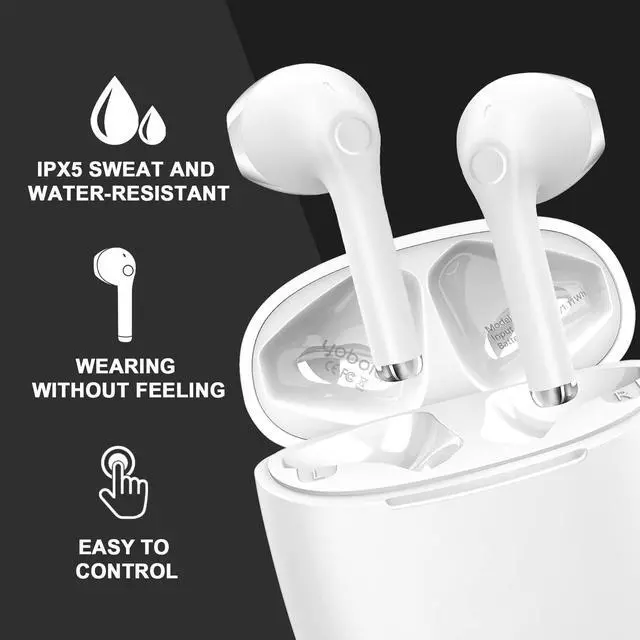 Alt view image 4 of 7 - Wireless Earbuds, Bluetooh Earbuds, Deep Bass Light Weight Mini Wireless Headphones for Running/Fitness, 25Hrs Playtime, Built-in Microphone, Touch Control, IPX5 Waterproof