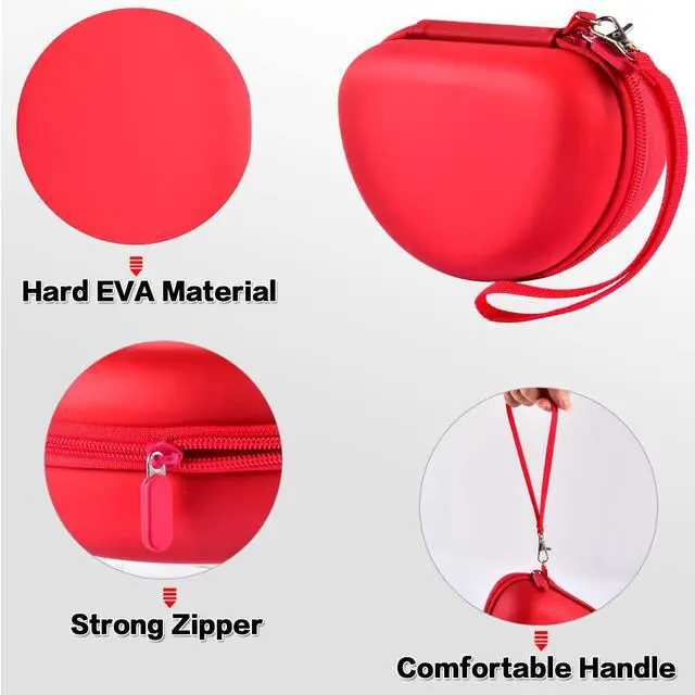 Alt view image 3 of 7 - Hard Headphone Case Compatible with Beats Solo 2 3 4, Solo Pro, Studio Pro and Studio3, Water-Resistant Travel Carrying Case with Mesh Pocket-Red