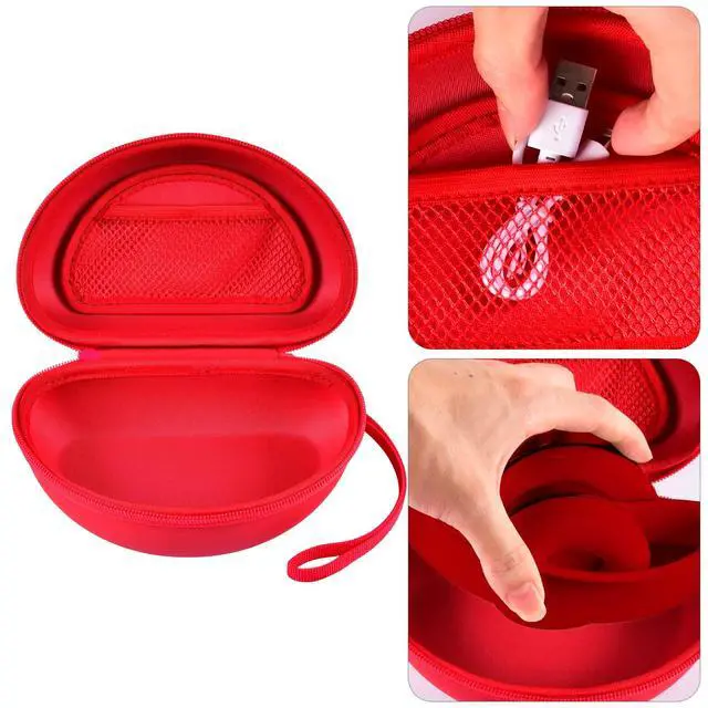 Alt view image 4 of 7 - Hard Headphone Case Compatible with Beats Solo 2 3 4, Solo Pro, Studio Pro and Studio3, Water-Resistant Travel Carrying Case with Mesh Pocket-Red