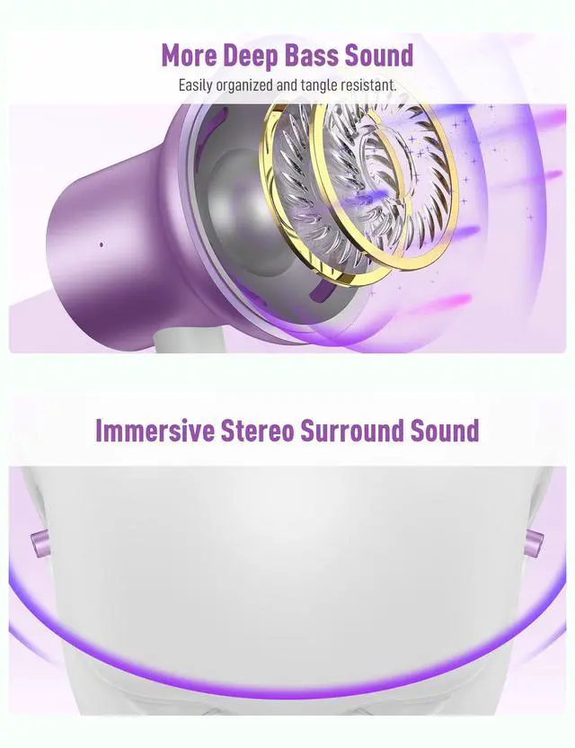 Alt view image 4 of 7 - USB C Plug in Headphones for Apple Wired Earbuds for iPhone 17 17e 16 Pro Max 16e 15 Type C Ear Buds Corded Earphones for Google/Pixel 10 10a 9 for Samsung/Galaxy S26 S25 S24 for Android Phone Purple