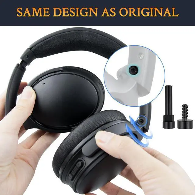 Alt view image 3 of 7 - Metal Swivel Pins Replacement Parts Kit for Bose QuietComfort 35/QC35/QC35 II/QC45/QuietComfort SE (QC SE)/Quiet Comfort Wireless Headphones, Hinge Screws Accessories and Gasket - Black