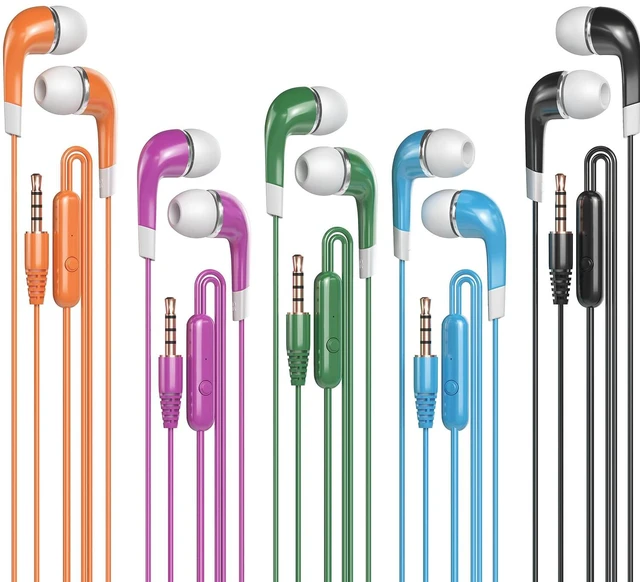 Main image of Bulk Earbuds with Microphone 10 Pack, Wired Earbuds Earphones Multicolor Headphones with mic for Kids for School for Classroom Students with 3.5mm Jack