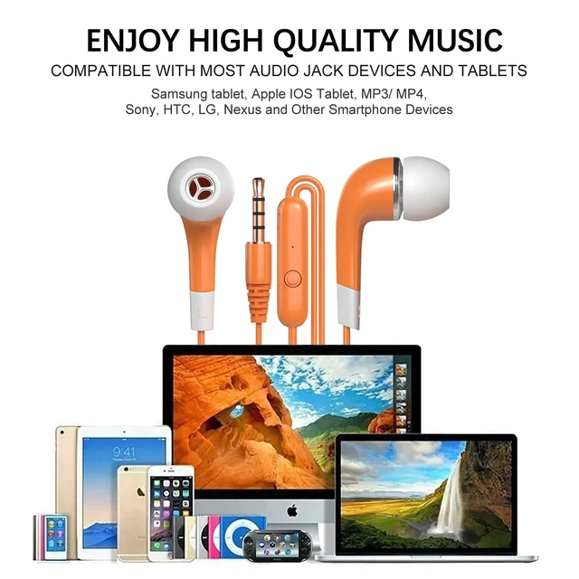 Alt view image 4 of 7 - Bulk Earbuds with Microphone 10 Pack, Wired Earbuds Earphones Multicolor Headphones with mic for Kids for School for Classroom Students with 3.5mm Jack