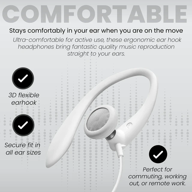 Alt view image 5 of 7 - SHS3200WT Flexible Earhook Headphones, White
