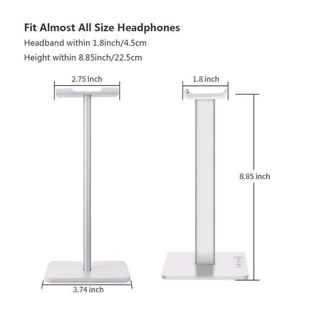 Alt view image 3 of 7 - Headphone Stand Headset Holder Gaming Headset Holder with Aluminum Supporting Bar Flexible Headrest Anti-Slip Earphone Stand for All Headphones, White