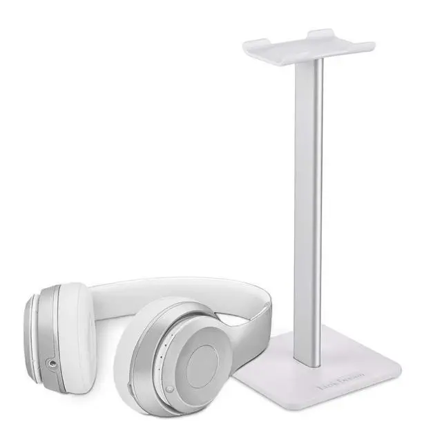Alt view image 7 of 7 - Headphone Stand Headset Holder Gaming Headset Holder with Aluminum Supporting Bar Flexible Headrest Anti-Slip Earphone Stand for All Headphones, White