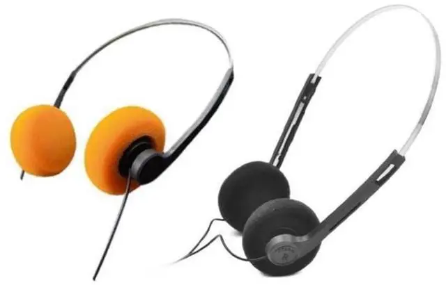 Main image of 2 Pcs Retro On Ear Headphones, Wired Stereo Headphones, Headphone, Lightweight Portable Headphone with Adjustable Headband, Cassette Player, Over-Ear (Orange and Black)