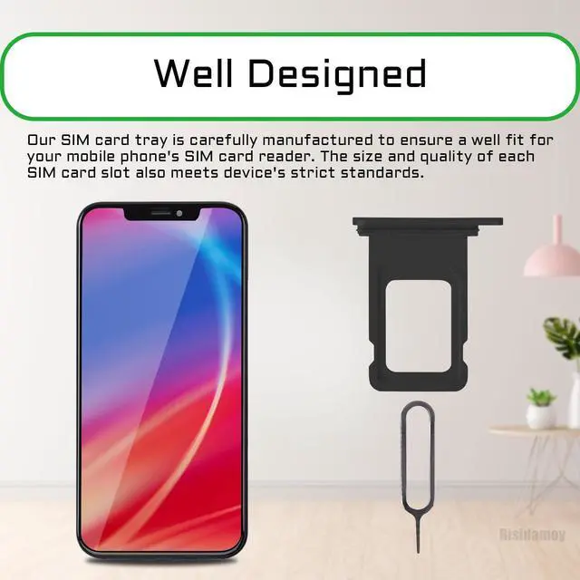 Alt view image 6 of 6 - for iPhone XR Black SIM Card Tray Holder Replacement Single SIM Version for iPhoneXR Card Slot with Waterproof Rubber Ring Repair Fix Kit Card Removal Tool for A1984 A2105 A2106 A2107 A2108