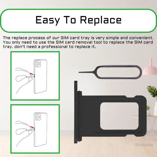 Alt view image 5 of 6 - for iPhone XR Black SIM Card Tray Holder Replacement Single SIM Version for iPhoneXR Card Slot with Waterproof Rubber Ring Repair Fix Kit Card Removal Tool for A1984 A2105 A2106 A2107 A2108