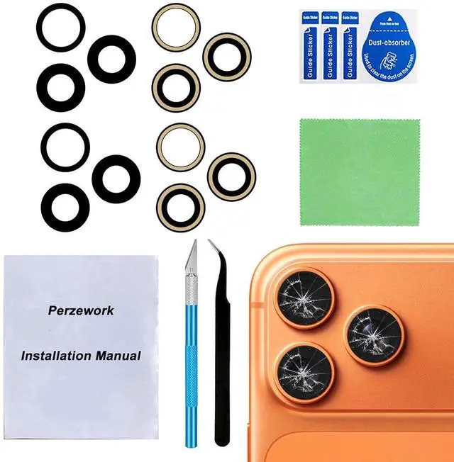 Main image of 2 Sets OEM Back Rear Camera Lens Glass Replacement Compatible with iPhone 17 Pro and iPhone 17 Pro Max with pre-Installed Adhesive and Reparing Toolkit