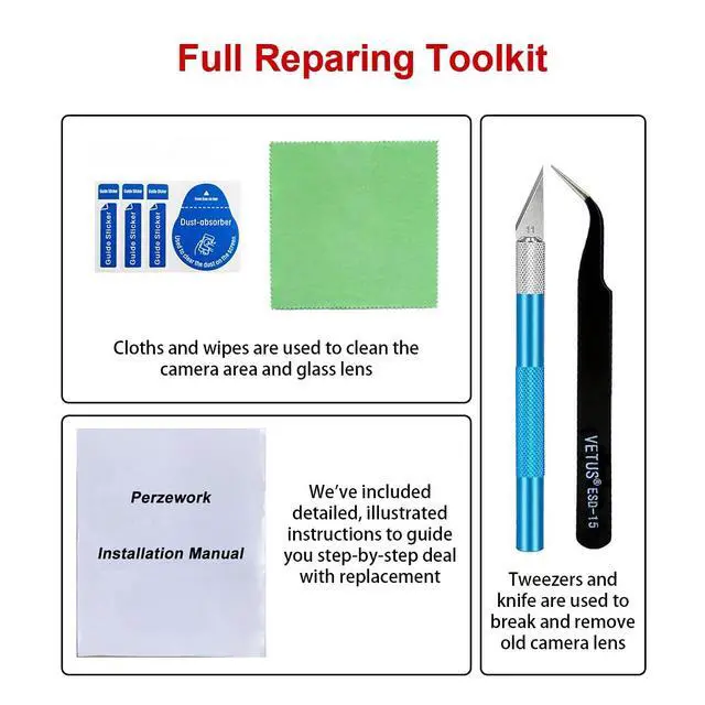 Alt view image 7 of 7 - Rear Back Camera Glass Lens Replacement for iPhone 13 and iPhone 13 mini with Pre-Installed Adhesive and Repair Tool Kit