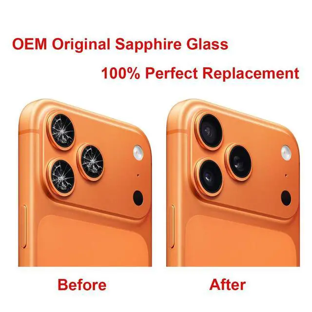 Alt view image 5 of 7 - 2 Sets OEM Back Rear Camera Lens Glass Replacement Compatible with iPhone 17 Pro and iPhone 17 Pro Max with pre-Installed Adhesive and Reparing Toolkit