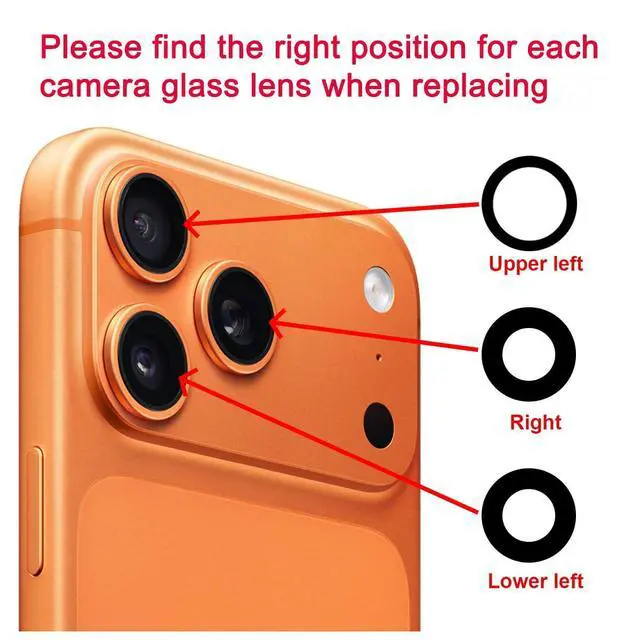 Alt view image 6 of 7 - 2 Sets OEM Back Rear Camera Lens Glass Replacement Compatible with iPhone 17 Pro and iPhone 17 Pro Max with pre-Installed Adhesive and Reparing Toolkit