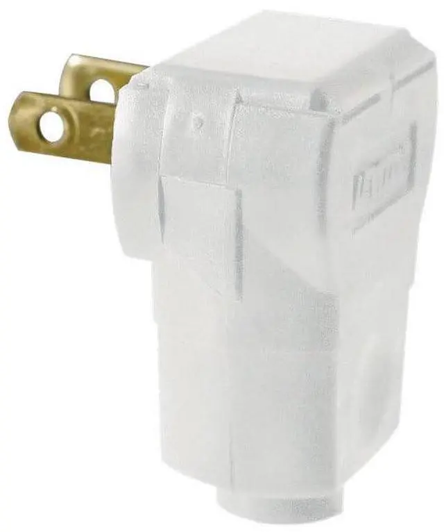 Main image of 5 Amp, 125 Volt 2-Pole 2-Wire, Non-Polarized Angle Plug, 101AN-W, White