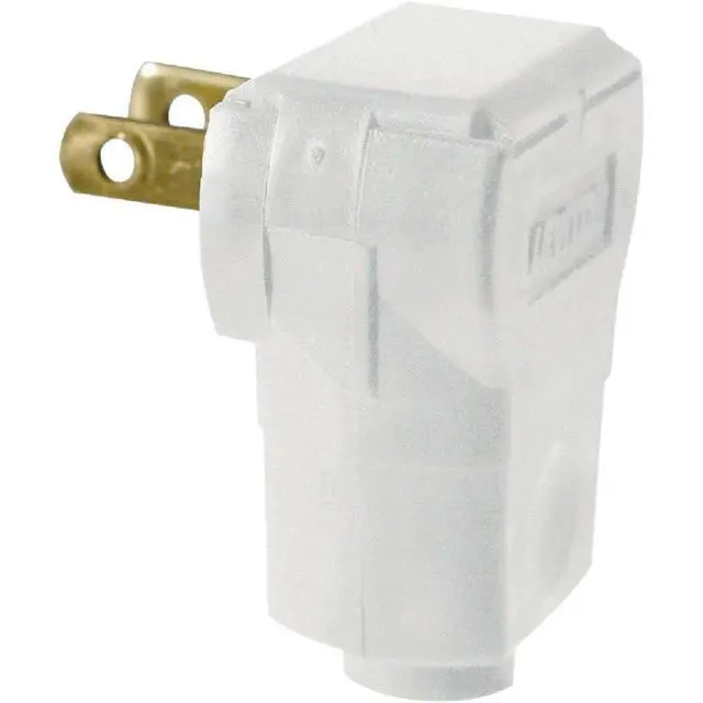 Alt view image 2 of 3 - 5 Amp, 125 Volt 2-Pole 2-Wire, Non-Polarized Angle Plug, 101AN-W, White