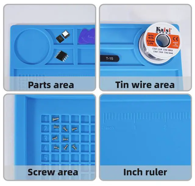 Alt view image 5 of 7 - Static Mat with ESD Wrist Strap and Grounding kit, Silicone Soldering Repair Work Mat 932°F Heat Resistant ESD Safe pad for Electronic, Phone, iPhone, iPad, iMac, Laptop, Computer, Watch