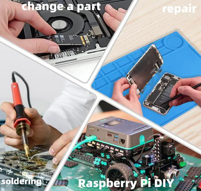 Alt view image 7 of 7 - Static Mat with ESD Wrist Strap and Grounding kit, Silicone Soldering Repair Work Mat 932°F Heat Resistant ESD Safe pad for Electronic, Phone, iPhone, iPad, iMac, Laptop, Computer, Watch