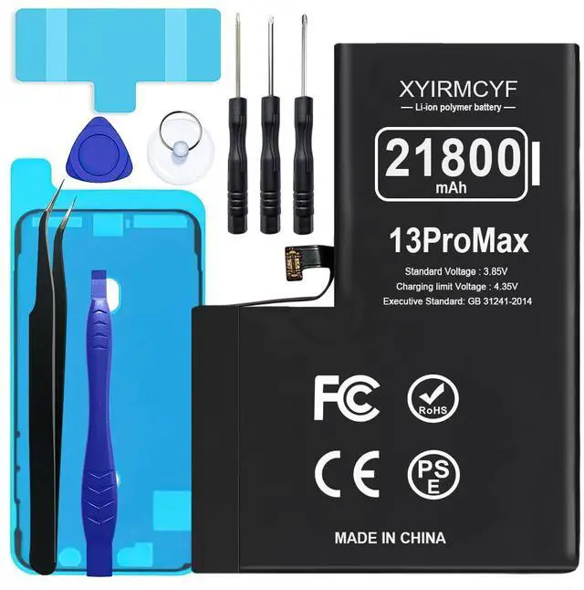 Main image of 21800mAh Super Capacity Battery Compatible with iPhone 13 Pro Max, 0 Cycle Li-Polymer Replacement Battery for iPhone 13 Pro Max, with Professional Repair Tool Kit