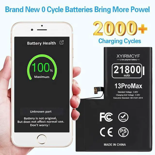 Alt view image 4 of 7 - 21800mAh Super Capacity Battery Compatible with iPhone 13 Pro Max, 0 Cycle Li-Polymer Replacement Battery for iPhone 13 Pro Max, with Professional Repair Tool Kit