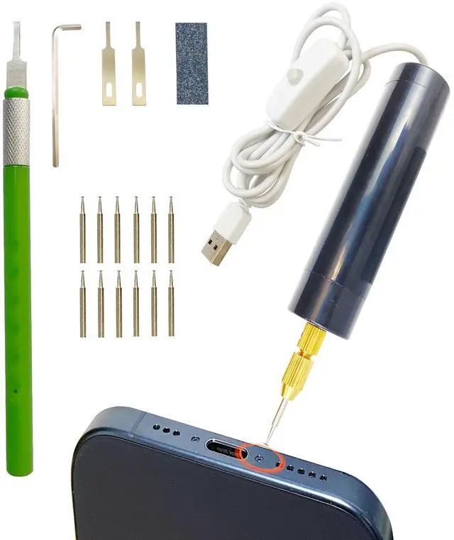 Main image of Damaged Screw Removal for iPhone, iPhone Repair Tool, Broken Screw Extractor Kit for Cell Phone,Targetting Small Screw Damaged can not Screw Out by Screwdriver, USB 5V2A Adapter Required