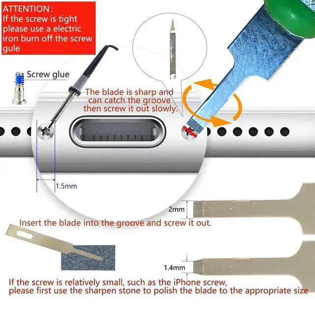 Alt view image 3 of 6 - Damaged Screw Removal for iPhone, iPhone Repair Tool, Broken Screw Extractor Kit for Cell Phone,Targetting Small Screw Damaged can not Screw Out by Screwdriver, USB 5V2A Adapter Required