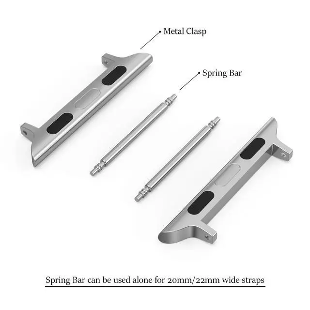 Alt view image 4 of 7 - Stainless Steel Connector Replaceable Metal Connection Adapter with Replacement Tool for Apple Watch Bands (Straps 20mm-22mm) (2 pairs (Black+Silver), 38/40/41/42(Series 10)mm + 20mm Spring Bar)