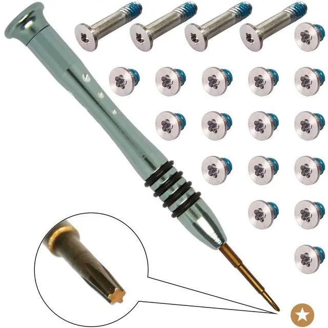 Alt view image 2 of 6 - 2 Sets Replacement Screws with Screwdriver for MacBook Air 13 inch A1369 A1466 2010 to 2017 MacBook pro Screws, Unibody Bottom Case Cover P5 Pentalobe Repair Replacement Tool Kit Notebook Laptop