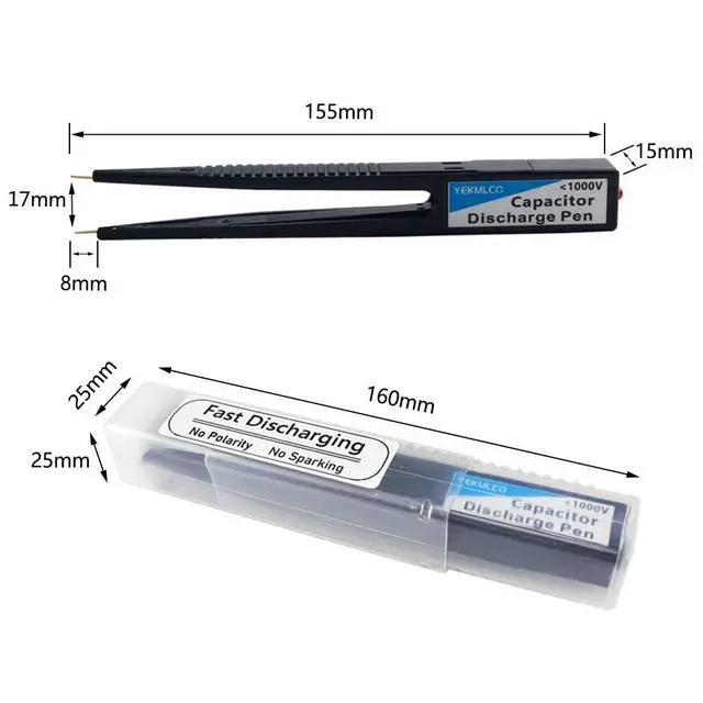 Alt view image 3 of 7 - Capacitor Discharge Pen, FDB1, 10-1000V, Rectangular, Metal, Fast Discharging, High Voltage Repair Tool