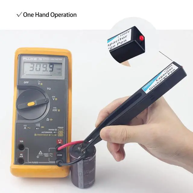 Alt view image 4 of 7 - Capacitor Discharge Pen, FDB1, 10-1000V, Rectangular, Metal, Fast Discharging, High Voltage Repair Tool