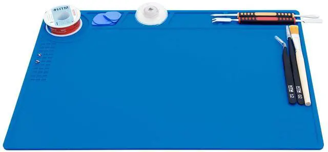 Main image of Heat Insulation Silicone Repair Mat with Scale Ruler and Screw Position for Soldering Iron, Phone and Computer Repair Size: 14 x 10 Inches (H-201)