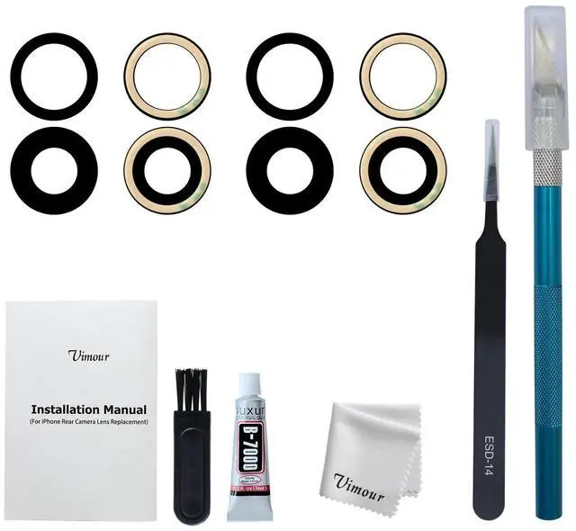 Main image of 2 Packs Rear Camera Lens Glass Replacement Kits for iPhone 16 & 16 Plus Pre-Installed Adhesive with Installation Manual and Repair Tools