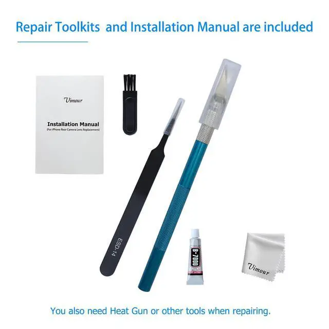 Alt view image 6 of 7 - 2 Packs Rear Camera Lens Glass Replacement Kits for iPhone 16 & 16 Plus Pre-Installed Adhesive with Installation Manual and Repair Tools
