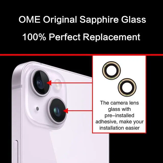 Alt view image 4 of 6 - 2PCS Back Rear Camera Lens Glass Replacement for iPhone 14 and 14 Plus Camera Glass Lens Replacement with Pre-Installed Adhesive + Repair Tool Kit + Installation Manual