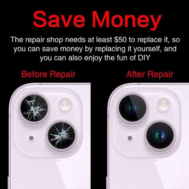 Alt view image 5 of 6 - 2PCS Back Rear Camera Lens Glass Replacement for iPhone 14 and 14 Plus Camera Glass Lens Replacement with Pre-Installed Adhesive + Repair Tool Kit + Installation Manual