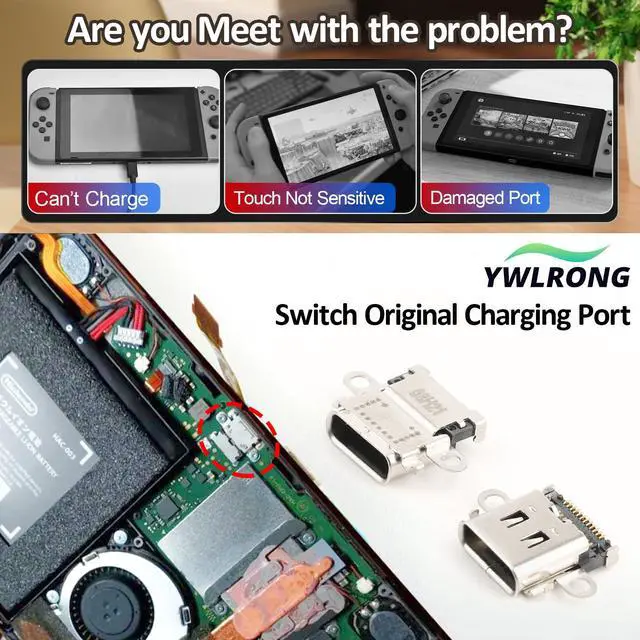 Alt view image 2 of 7 - 2 Pack for Nintendo Switch Charging Port Replacement For Nintendo Switch Dock Connector NS Switch USB Type C Charge Power Socket Jack Port Console Accessories (With Screws and Repair Tools)