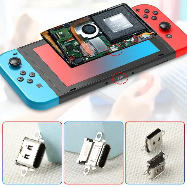 Alt view image 3 of 7 - 2 Pack for Nintendo Switch Charging Port Replacement For Nintendo Switch Dock Connector NS Switch USB Type C Charge Power Socket Jack Port Console Accessories (With Screws and Repair Tools)