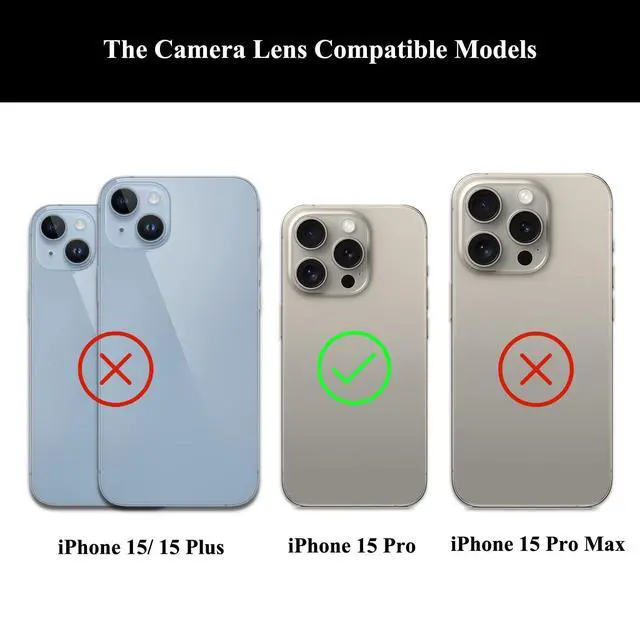 Alt view image 3 of 6 - 2 Sets Rear Camera Glass Replacement with Adhesive Pre-Installed, Repair Tools and Installation Manual Compatible with iPhone 15 Pro
