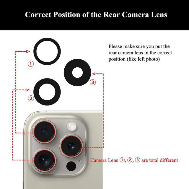 Alt view image 5 of 6 - 2 Sets Rear Camera Glass Replacement with Adhesive Pre-Installed, Repair Tools and Installation Manual Compatible with iPhone 15 Pro