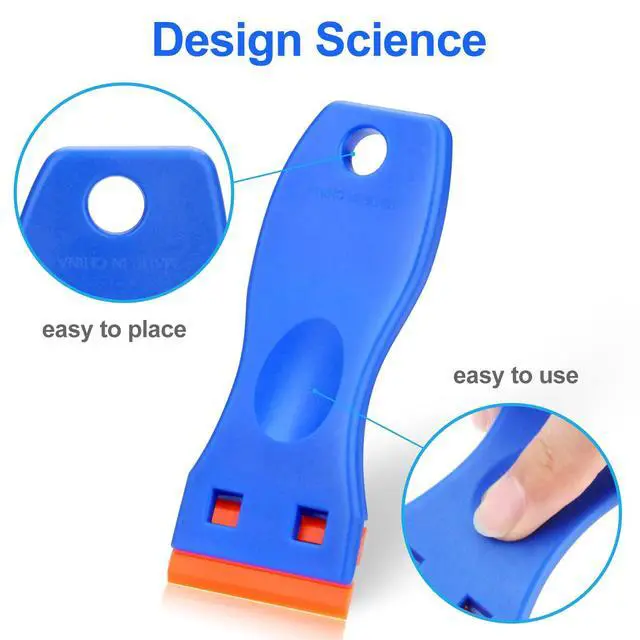 Alt view image 3 of 7 - 4 Pcs Plastic Razor Blade Scraper and 100 Pcs Blades, Remove Label Decal Tool Forwithout Scratches Plastic Razor Blade Scraper, Adhesive Remover for Stickers, Gaskets and Paints on Window Car Glass