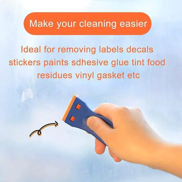 Alt view image 6 of 7 - 4 Pcs Plastic Razor Blade Scraper and 100 Pcs Blades, Remove Label Decal Tool Forwithout Scratches Plastic Razor Blade Scraper, Adhesive Remover for Stickers, Gaskets and Paints on Window Car Glass