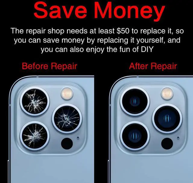 Alt view image 4 of 7 - Back Camera Lens Glass Replacement for iPhone 13 Pro and 13 Pro Max, Rear Lens Glass Replacement kit with Pre-Installed Adhesive + Installation Manual + Repair Tool Kit