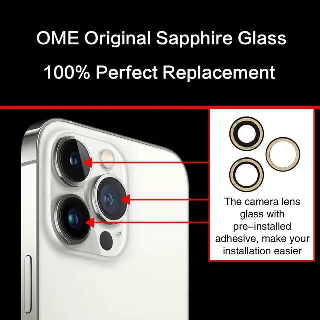 Alt view image 5 of 7 - Back Camera Lens Glass Replacement for iPhone 13 Pro and 13 Pro Max, Rear Lens Glass Replacement kit with Pre-Installed Adhesive + Installation Manual + Repair Tool Kit