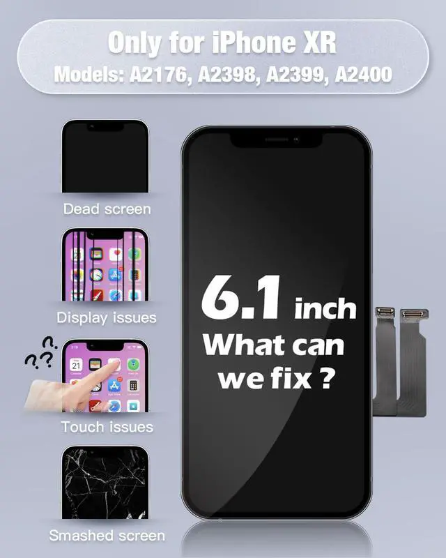 Alt view image 2 of 6 - for iPhone XR Screen Replacement 6.1 Inch 3D Touch Digitizer LCD Display Assembly with Repair Tools Kit Waterproof Tape and Screen Protector for A1984 A2105 A2106 A2108