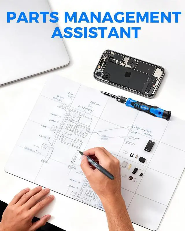 Alt view image 2 of 7 - Magnetic Mat Magnetic Project Mat with Waterproof Surface & Dry Erase Pen - Keep Screws and Small Parts Organized for Repairing Phone, Laptop, PC, Electronics - Large Size 11.8 x 9.8 inch