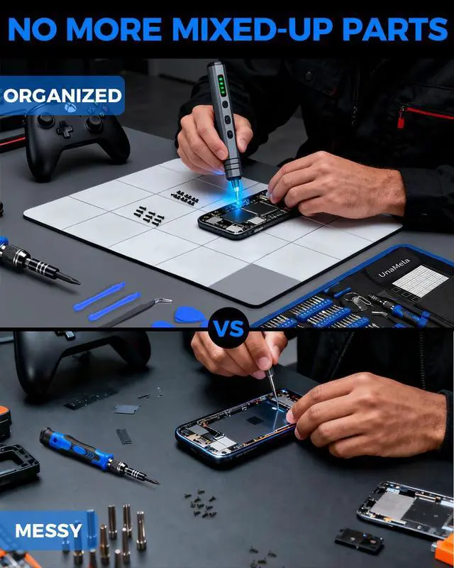 Alt view image 6 of 7 - Magnetic Mat Magnetic Project Mat with Waterproof Surface & Dry Erase Pen - Keep Screws and Small Parts Organized for Repairing Phone, Laptop, PC, Electronics - Large Size 11.8 x 9.8 inch