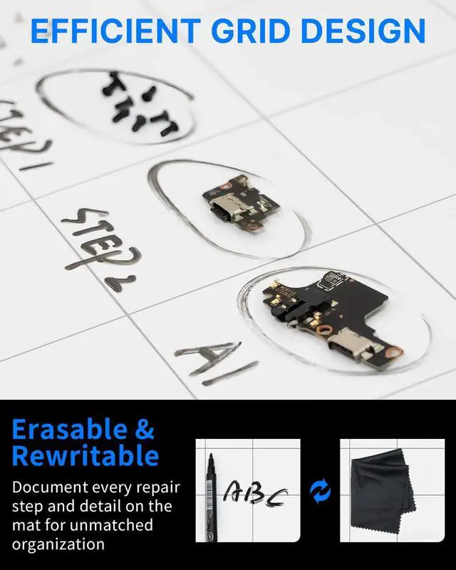 Alt view image 3 of 6 - Magnetic Project Mat for Tools: Professional Magnetic Pad Preventing Lost Screws with Dry Erase Pen and Cleaning Cloth for Phone Laptop PC Electronics Repair - 9.8 x 7.9 inches