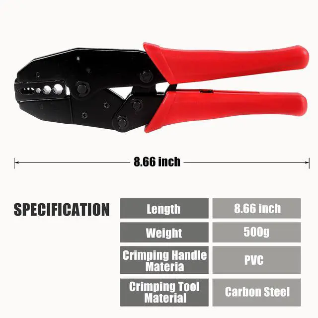 Alt view image 3 of 7 - RG58 Plug Crimp Connector and Striping Crimp Tool for RG58/RG59/RG6 10 Pack Red